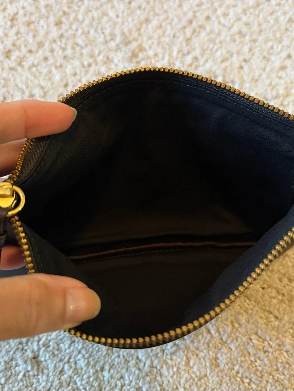 Gorjana Leather Jewelry Makeup Pouch Cosmetic Bag Gold Logo Travel Organizer